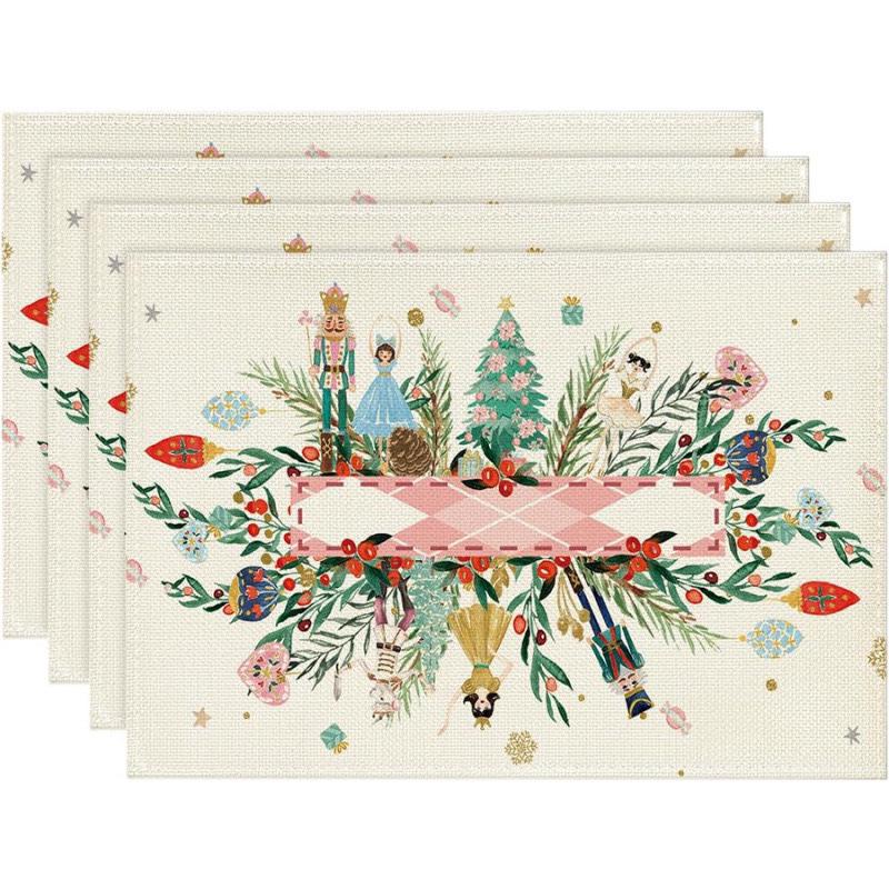 Cross-Border Bestseller Christmas Linen Placemat - Festive Letters & Colors for Restaurant Decoration