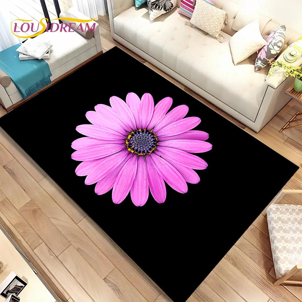 Nordic 3D Daisy Flower Area Rug,Carpet Rug for Home Living Room Children Bedroom Sofa Doormat Decor,kids Play Non-slip Floor Mat