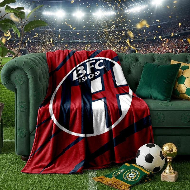Football Bologna Blanket Lightweight Ideal Bedding Blanket Perfect for Travel, Camping, Living Rooms, Offices, Sofas, Fan Christmas Gift