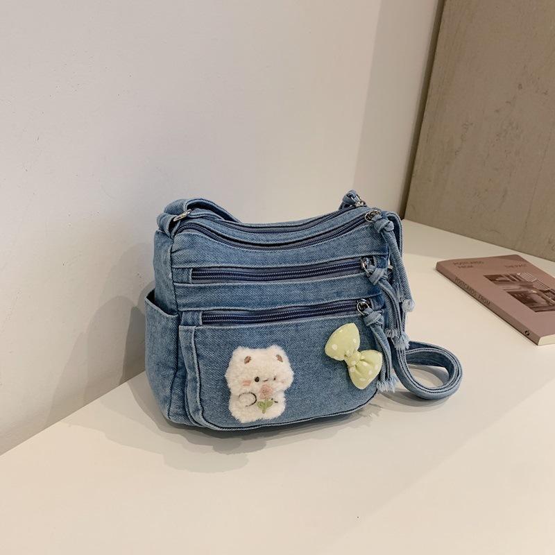 Jeansstofftaschen - Mehrere Fächer, Modisch für den Weg zur Arbeit, Lässig für Reisen, Einzelne Umhängetasche
