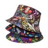 New printed bucket hat graffiti hat men and women outdoor sun hat summer double-sided basin hat tide