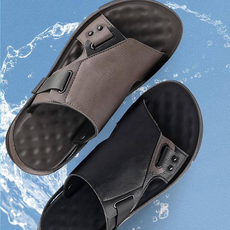 Sandály Pánské volnočasové boty Neklouzavé plážové boty s měkkou podrážkou Kožené letní prodyšné boty na dva nošení venku Všechny shodné pantofle