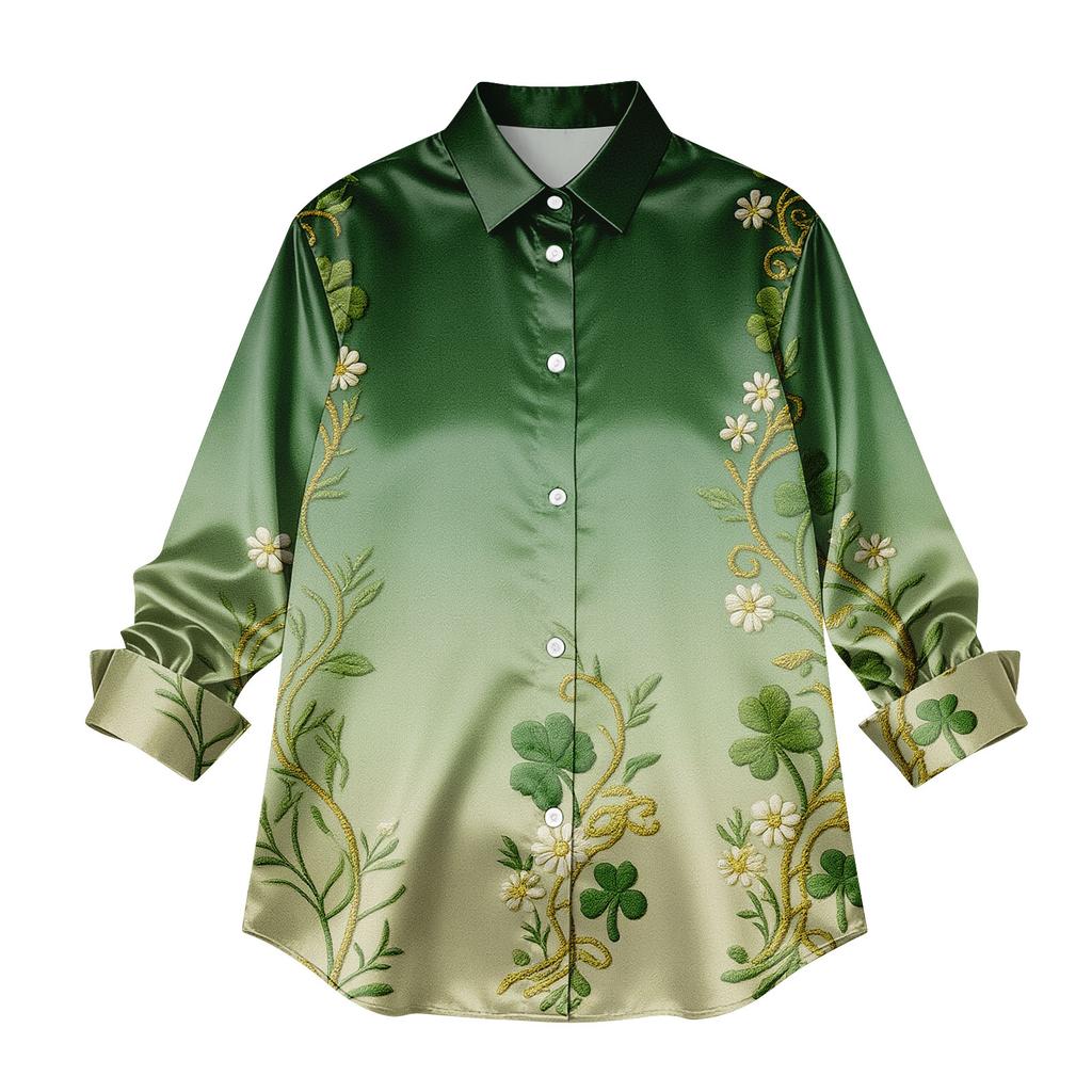 Dámská košile halenka s potiskem tlačítka s dlouhým rukávem ležérní základní košilový límec s běžným topem