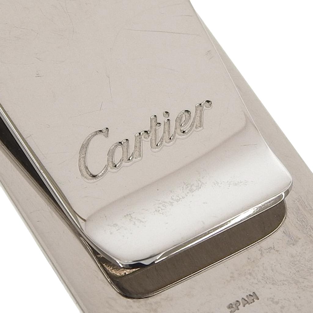 Great Cartier Money clip C Do 2C Decor Logo Engraved Bill Clip Silver metal mens Used