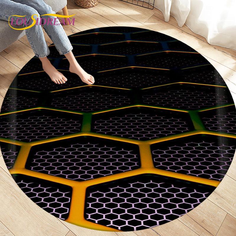 Tappeto per area illusione visiva geometrica astratta 3D Tappeto grande, rotondo per soggiorno, camera da letto, divano, decorazione, tappetino antiscivolo