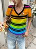 Camiseta de Manga Corta con Cuello en V Estampado 3D para Mujer Verano Estampado 3D Holgada Casual Oversize Tops Camisetas