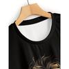 Men's Golden Line Lion 3D Printed T-Shirt Casual Short Sleeve Crewneck Top Cool Abstract Gold Silhouette Animal Graphic Tee Hip Hop Streetwear