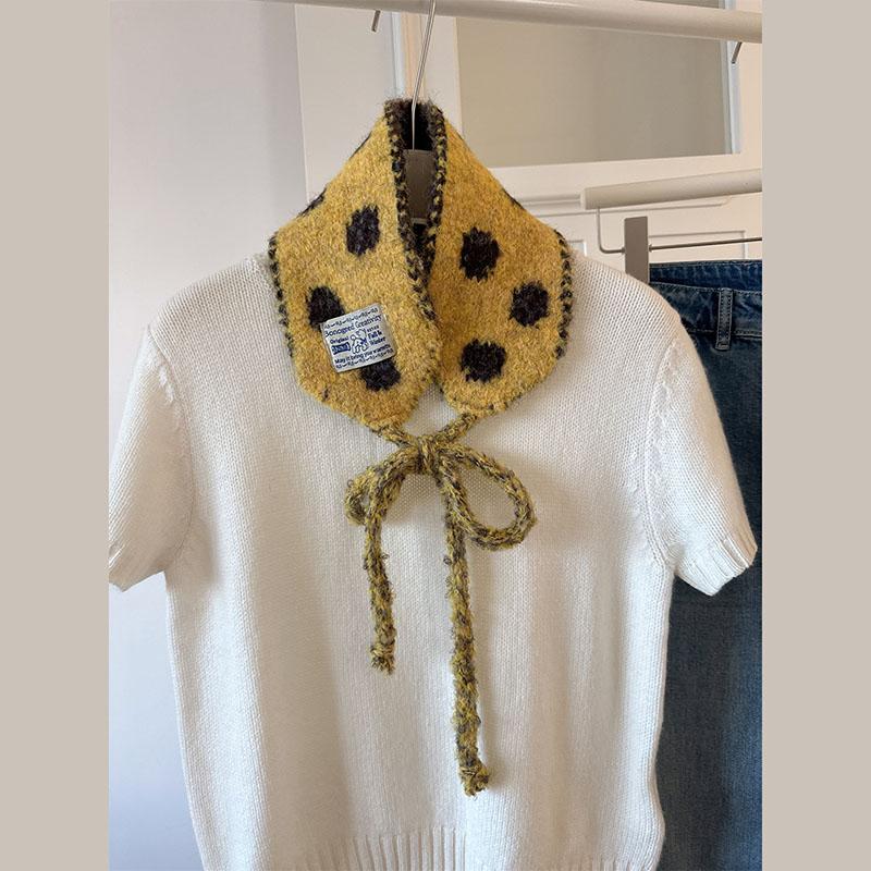 Cute Polka Dot Lace Up Small Scarf Women Winter New Versatile Multifunctional Warm Ear Protection Bag Headscarf Earmuffs Korean