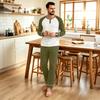 Men's Casual Loose Fit Raglan Sleeve Pajama Set for Sleep and