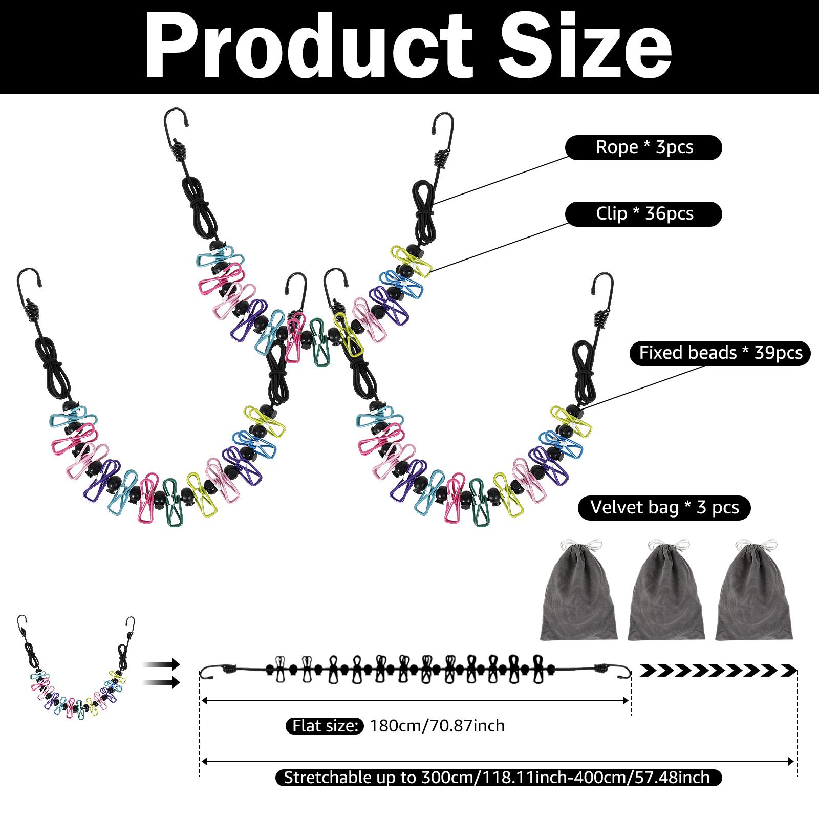 

Portable Clothesline Outdoor Windproof Clothesline with Colorful Clips Travel Retractable Laundry Dryer Clothes Rope For Outdoor