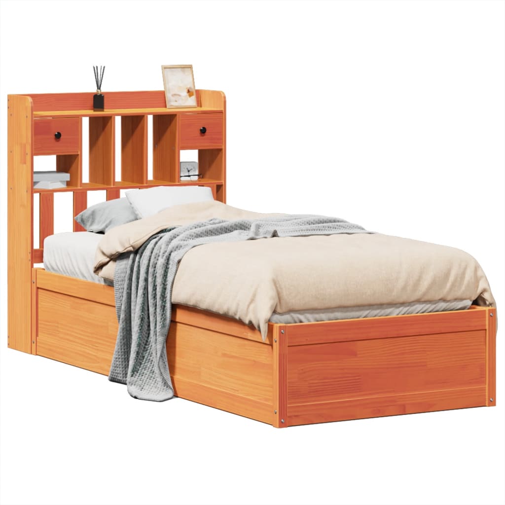 Solid Wood Bed without Mattress Wax Brown 75 x 190 cm Pine Wood