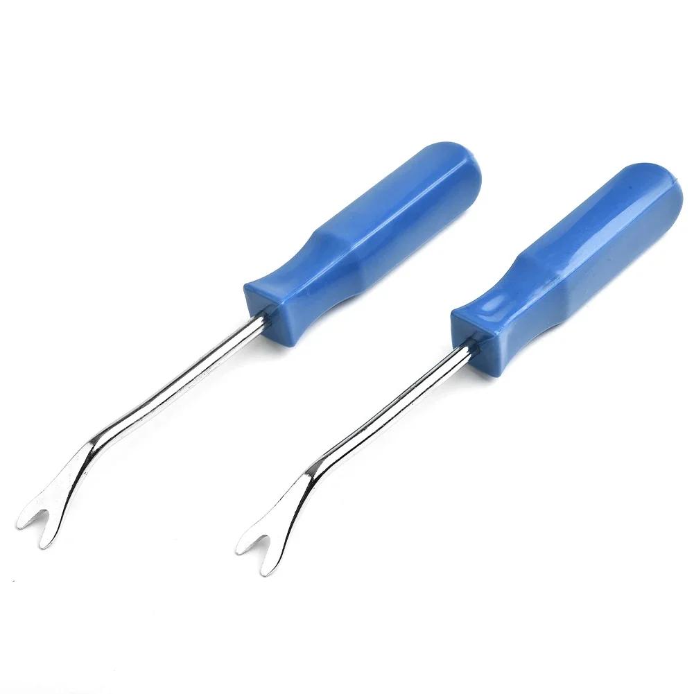 Blue Car Door Trim Panel Fastener Nail Puller Removal Open Pry Tool Clip PlierX2, Ideal for Staples and Trim Panels
