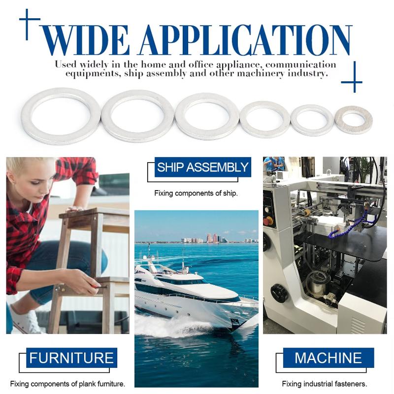 M6-M16 100PCS Car Sealing Gasket Aluminum Screw Washer Auto Engine Bottom Oil Drain Screw Sealing Gasket Accessories