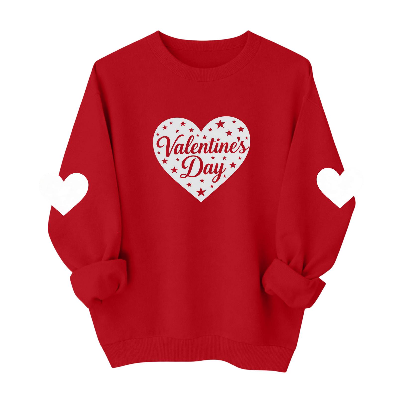 

Valentines Sweatshirts For Women Love Heart Graphic Pullover R-neck Long Sleeve Tops Valentine s Day Sweatshirt XL
