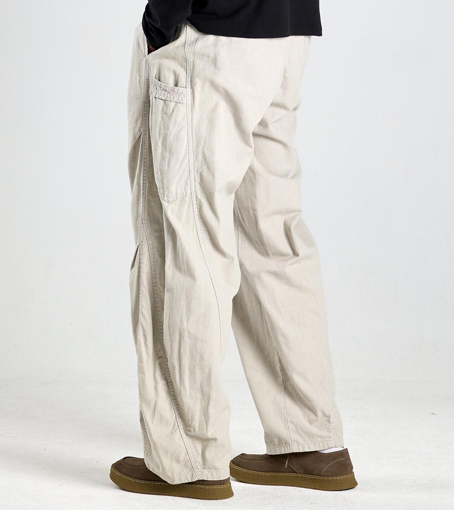Beoteunseoul Utility Curved Cotton Elastic Waist Pants (Ivory)