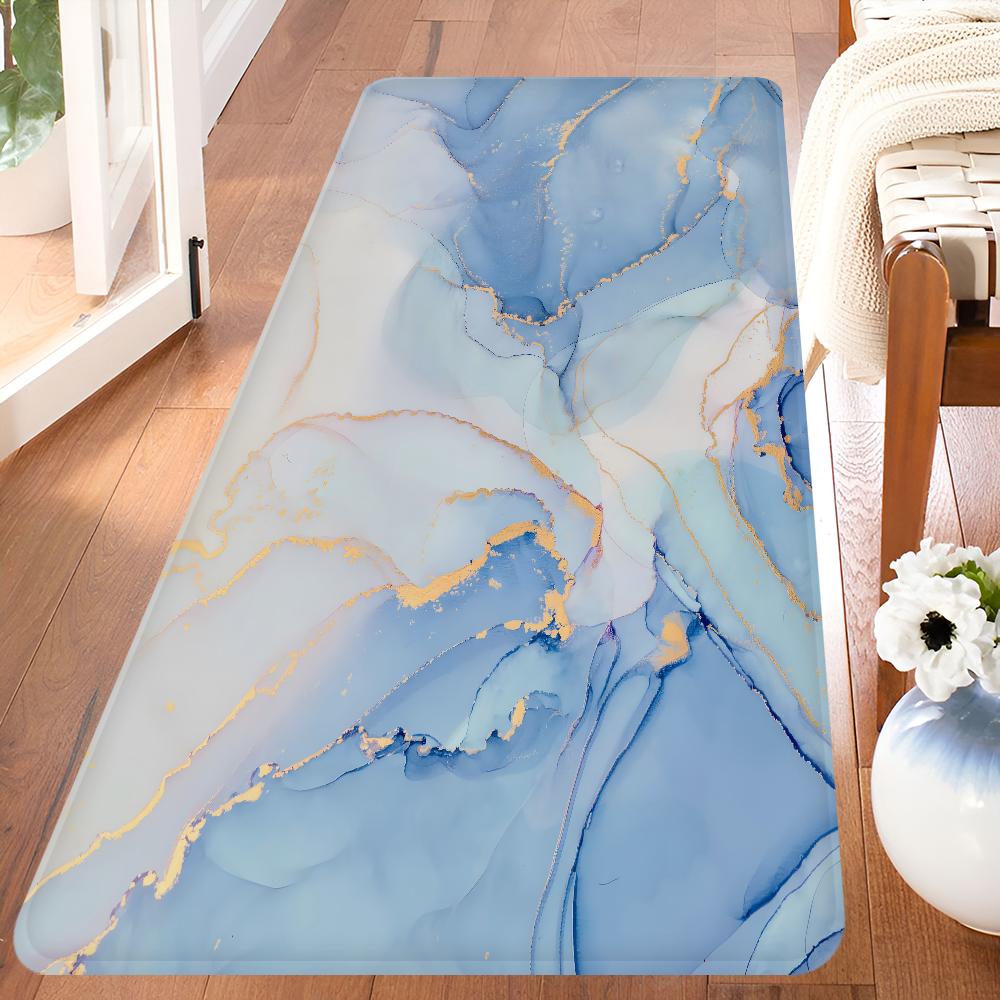 Kolor Niebieski Złoty Biały Marmur Obszar Przedpokój Dywan Antypoślizgowa Mata do Pralni Wystrój Pralni Balkon Dziecko Pokój Dzienny Dywanik do Toalety
