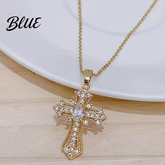 Retro Christian Necklace Catholic Necklace, Religious Pendant Colorful Rhinestone Daily Wear Statement for Women Wear, Jewelry Gift