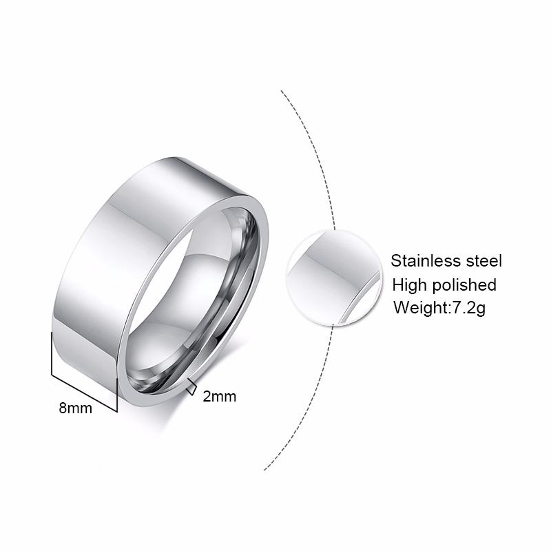 Chic Simple Women Rings Stainless Steel Plain Band 2/4/6/8/10mm Tube Shape Ring Candid Jewelry