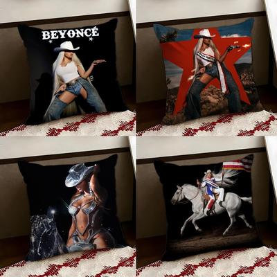 Singer BBeyonce CCowboy Cushion Cover Reversible Soft Durable Pillow Cover Home  Car MultiScene Use for Daily Comfort