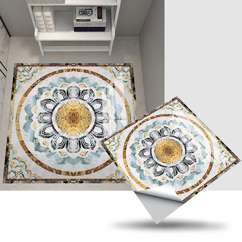 1PC Tapete Selbstklebende PVC-Parkett-Marmor-Aufkleber Wasserdichter Bodenaufkleber Quadratische Aufkleber Rutschfeste Wohndekoration