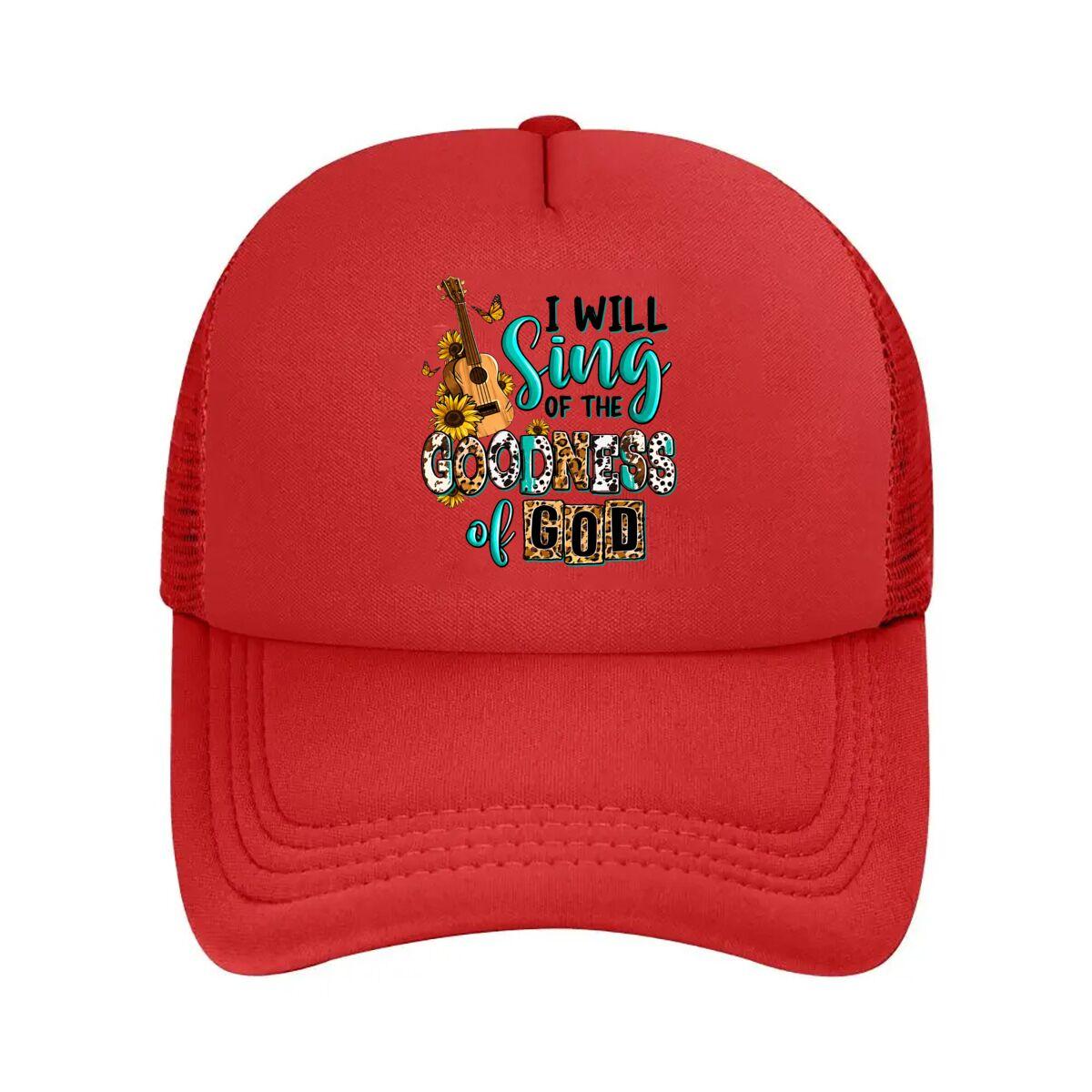 Religious Sunflower Guitar Leopard Cow Print  Mesh Baseball Cap Hip Hop Adjustable