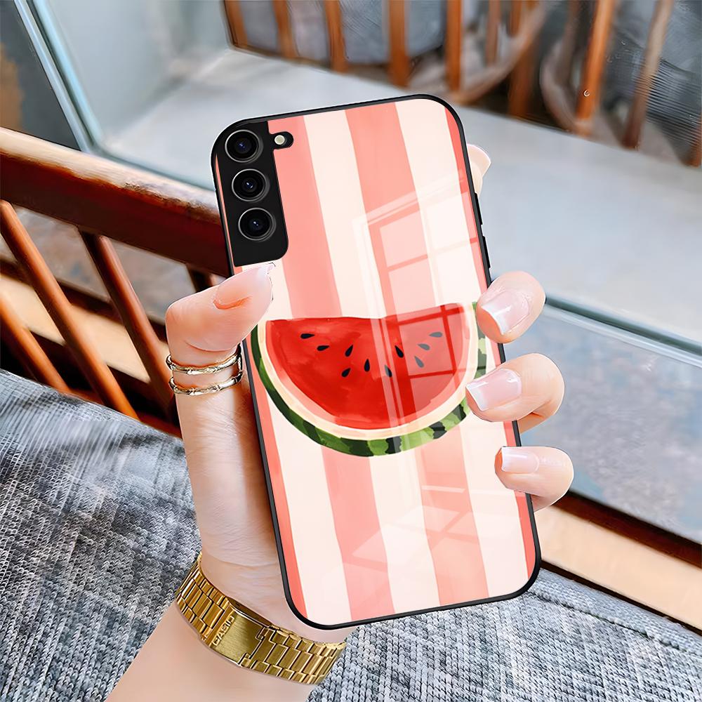 Cartoon Fruit Watermelon Phone Case For Samsung A25 A13 A33 5G A54 A36 A35 A56 A52 A14 Shockproof Glass Cover