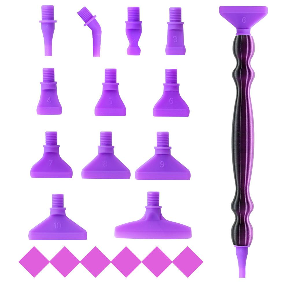 Diamond Painting Pen Kit with 12 Threaded Plastic Tips and Wax Pads Ergonomic Rhinestone Picker Tool for DIY Crafts and Nail Art