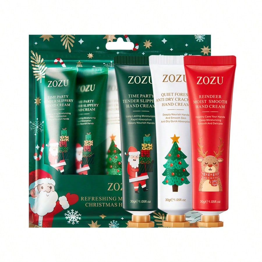 3PCS Christmas Hand Cream Gift Box Moisturizing Anti-Cracking Minimizes Dryness Fine Lines Smooth Tender Nourish Hands Women Mom Wife Sister