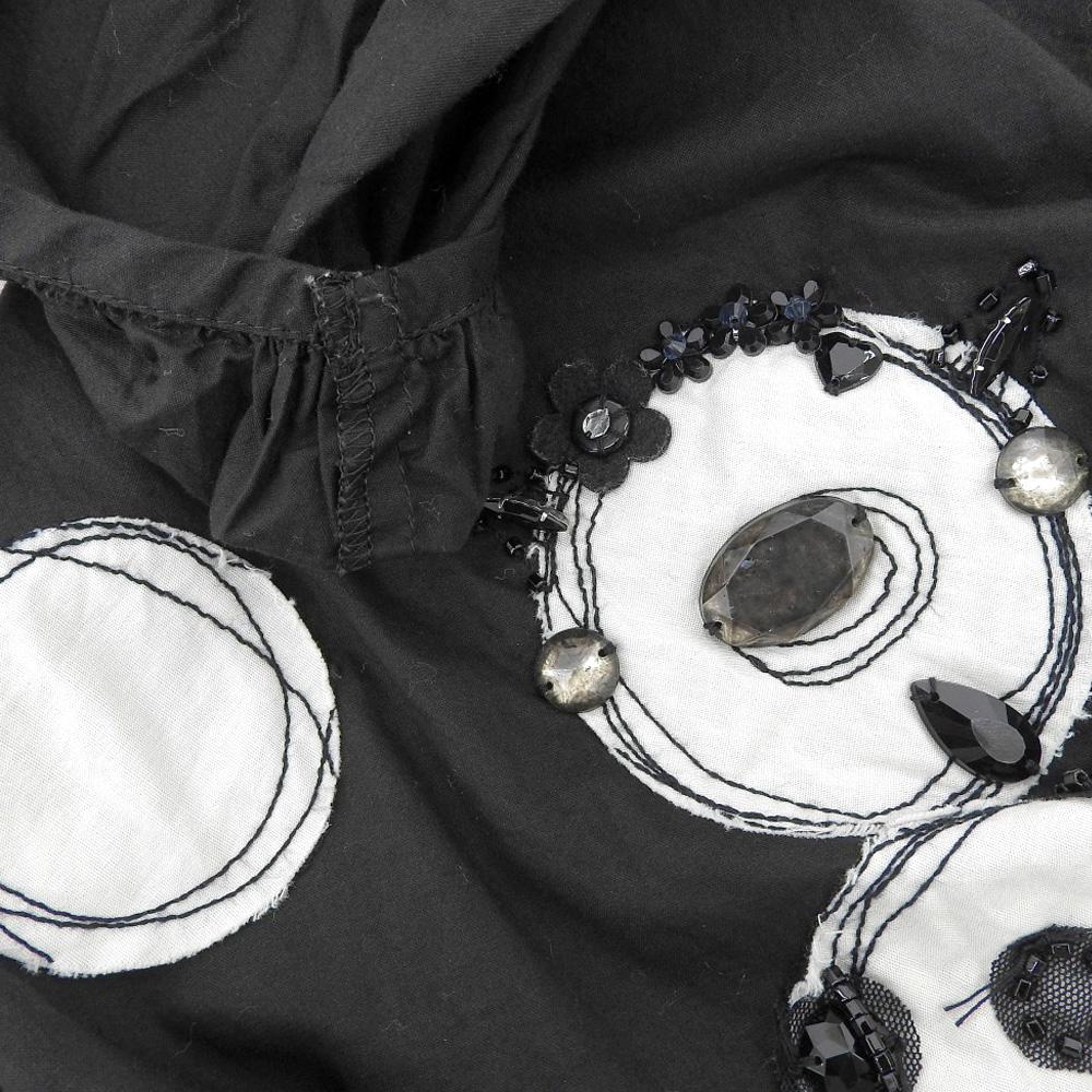 OLLEBOREBLA Pig Polka Dot Blouse Tops Women's Black tops ― blackUsed