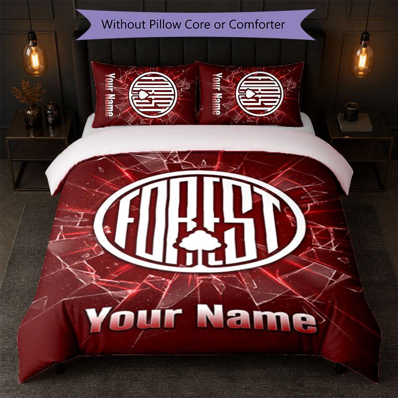 Nottingham Forest FC Benutzerdefinierter Name Text Bettwäsche-Set 1 Bettbezug+2 Kissenbezüge Fußball-Logo Personalisierte Geschenk für besonderen Anlass Schlafzimmer-Dekoration
