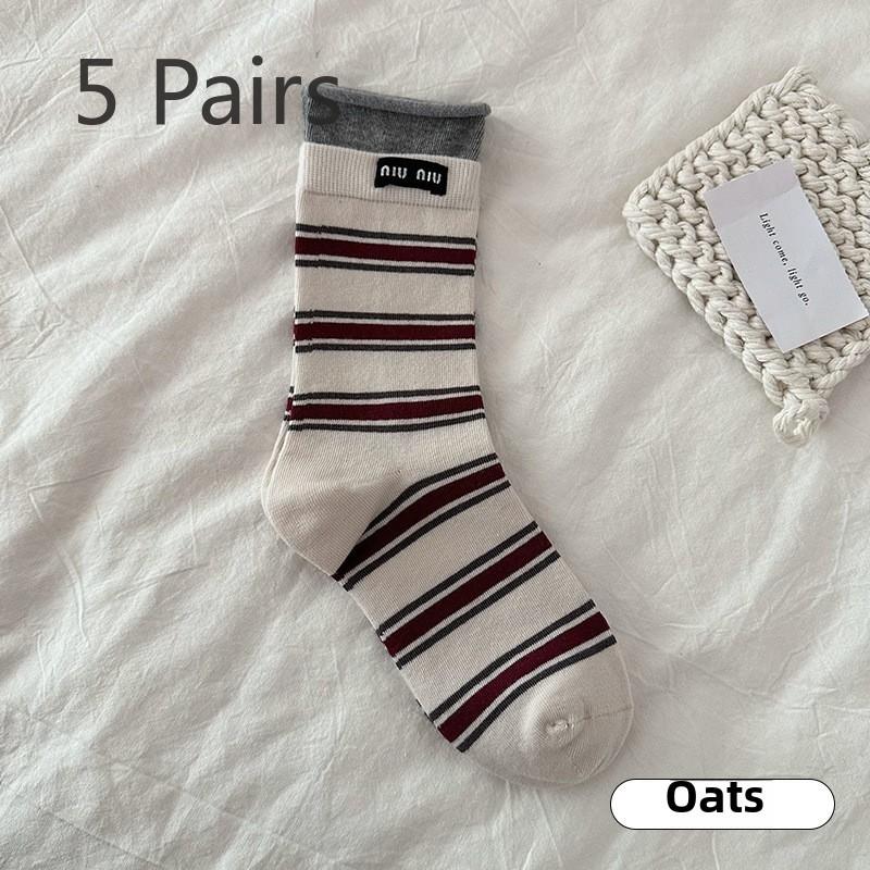 

5 пар женских летних тонких спортивных завитых носков в полоску 5 Pairs белый/серый