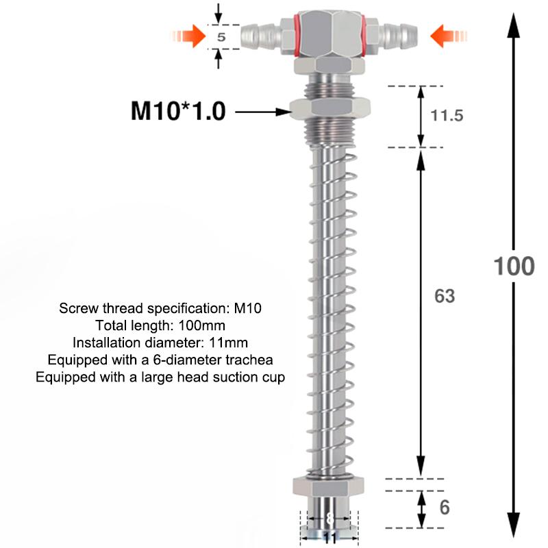 Robotic Arm Accessories Industrial Vacuum Small Head Suction Cups M12/M10 T-shaped External Spring Buffer Hardware Sucker Rod+
