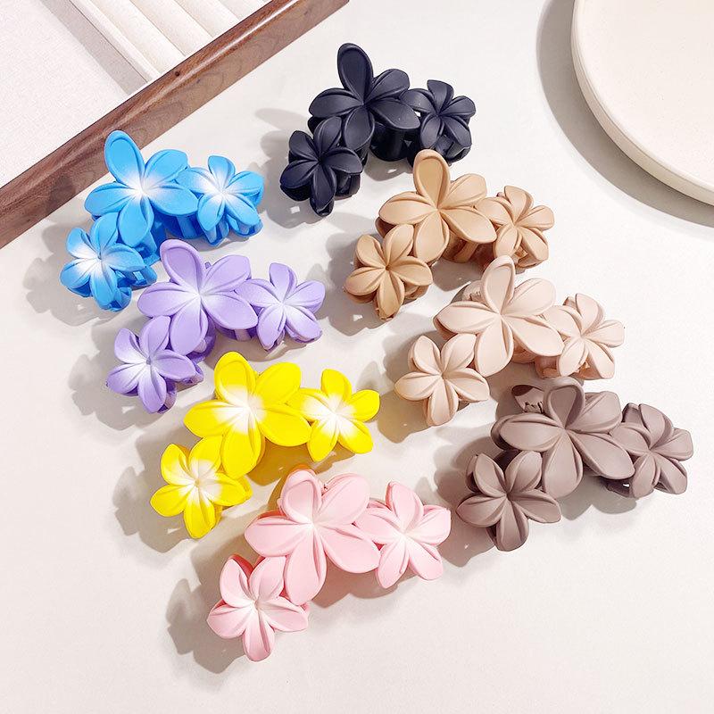 Candy Colorful Gradient Plumeria Flower Large Hair Claw Clips Women Trendy Crab Ponytail Clip Barrettes Hair Accessories Girls