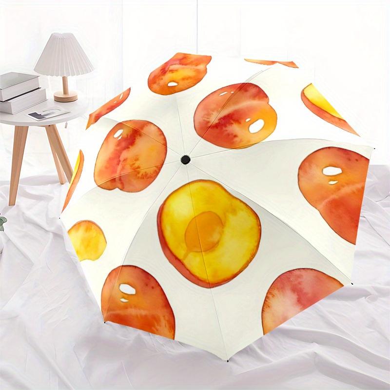 

1pc Peach Slices Automatic Open 8-Rib Windproof Umbrella, Travel & Commuting, Suitable for All Seasons