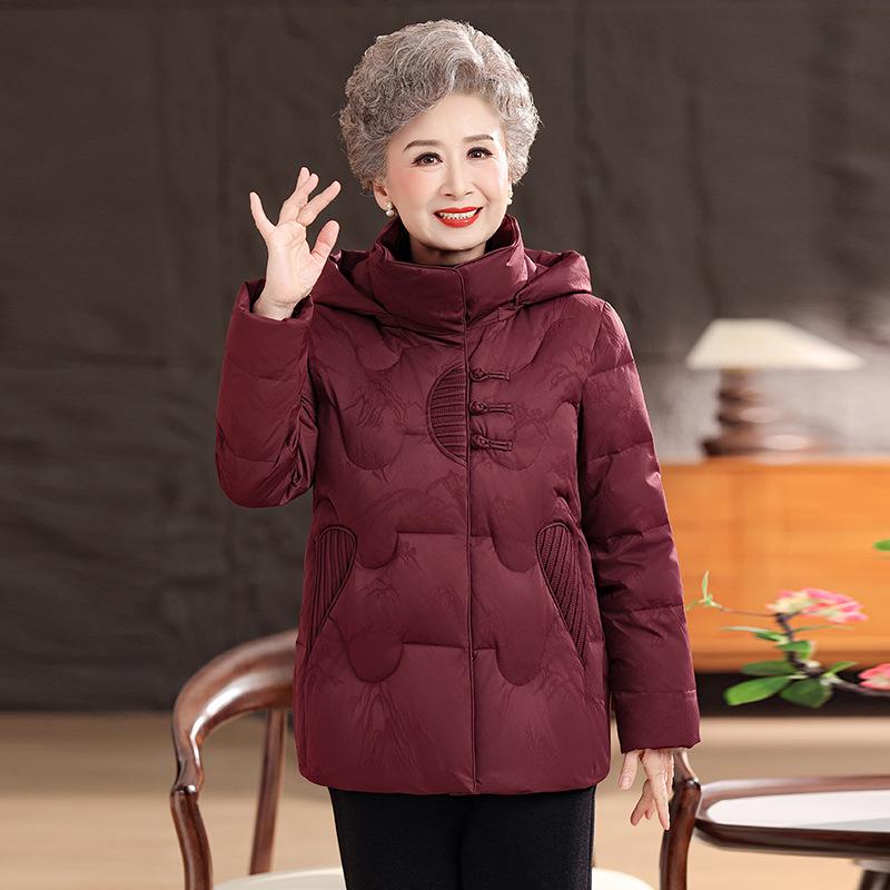 Dicke Daunenjacke für Damen: Warmer weißer Daunenmantel für ältere Menschen, festliche Winterkleidung
