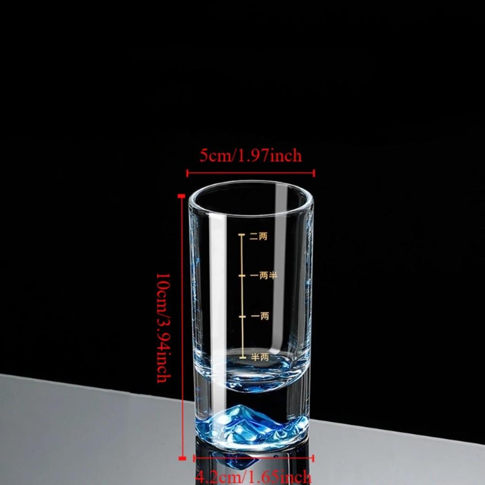 6 PCS/SET Bar Tool Transparent Shot Glass Thickened Cup Base Decorative Vodka Cup With Scales Liquor Glass Chinese Spirits