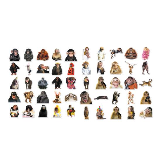 50Pcs Funny Monkey Sticker Waterproof Hilarious Vinyl Decals Waterproof Chemical-free Stickers for Luggage Laptops Water Bottles Skateboards