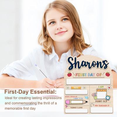 First Day of School Sign Wooden Education Milestone Sign Keepsake Dry Erase Board Back To School Gifts for Kids