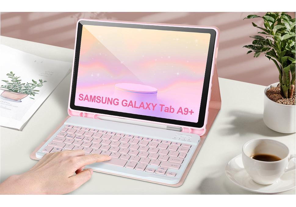 Custodia per Tablet Samsung S10 FE+: Tastiera da 13,1", Slot per penna, Copertina in pelle, Mouse da 12,4"