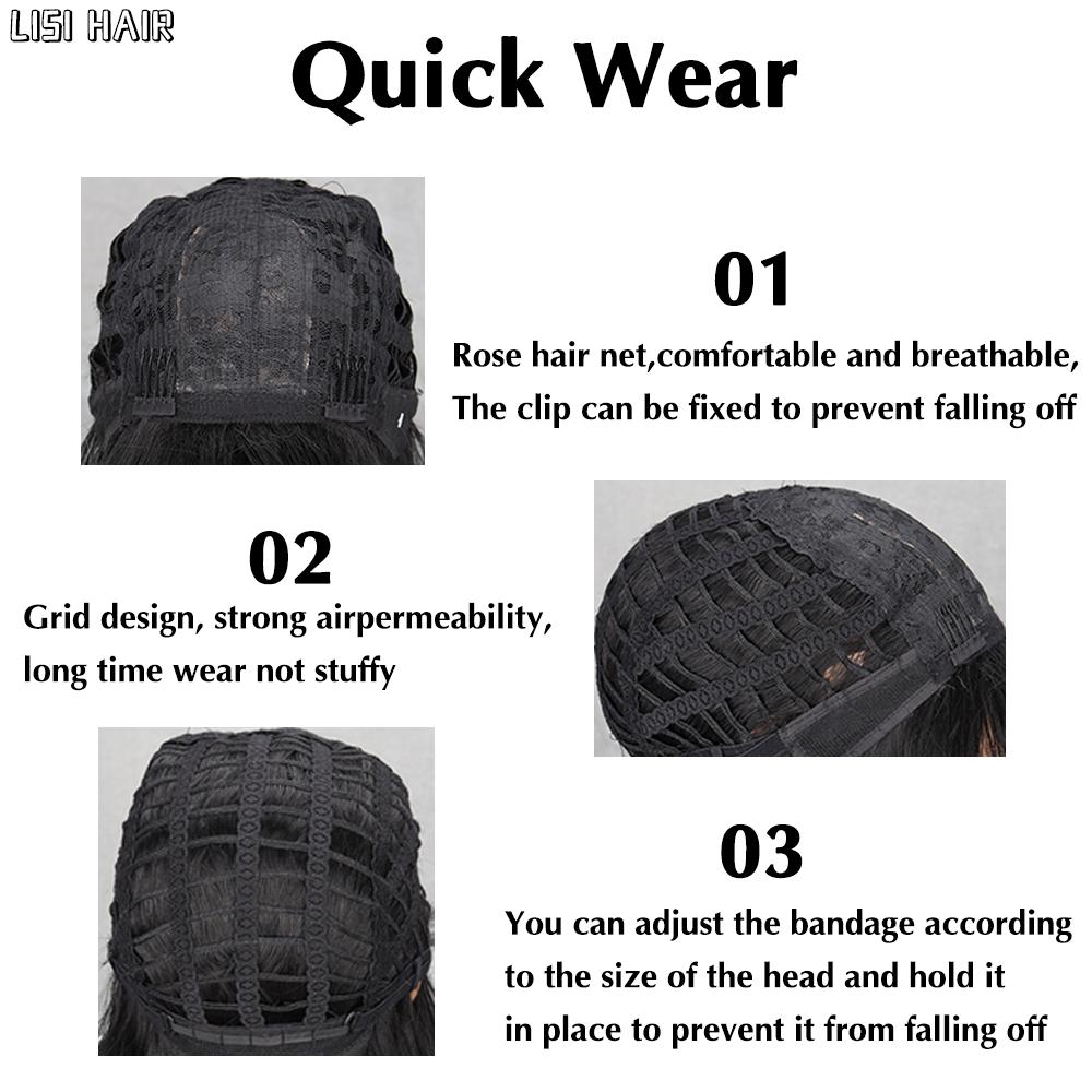 MISS WIG Short Wavy Dark Red Wig Synthetic Shoulder Long Wigs With Bangs For Women Colorful Halloween Cosplay Hair Wig