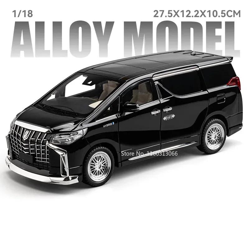 1:18 Vellfire Alphard Miniature Model Cars Toys Alloy Diecast with Light Music Vehicles Wheel Steering MPV for Boys' Edutainment