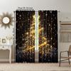 Set aus 2 Goldfarbenen Weihnachtsbäume Druck Vorhängen Stangenloch Design Einfaches Aufhängen Perfekt Wohnzimmer Schlafzimmer Büro Polyester Hausgemacht Großes Fenster