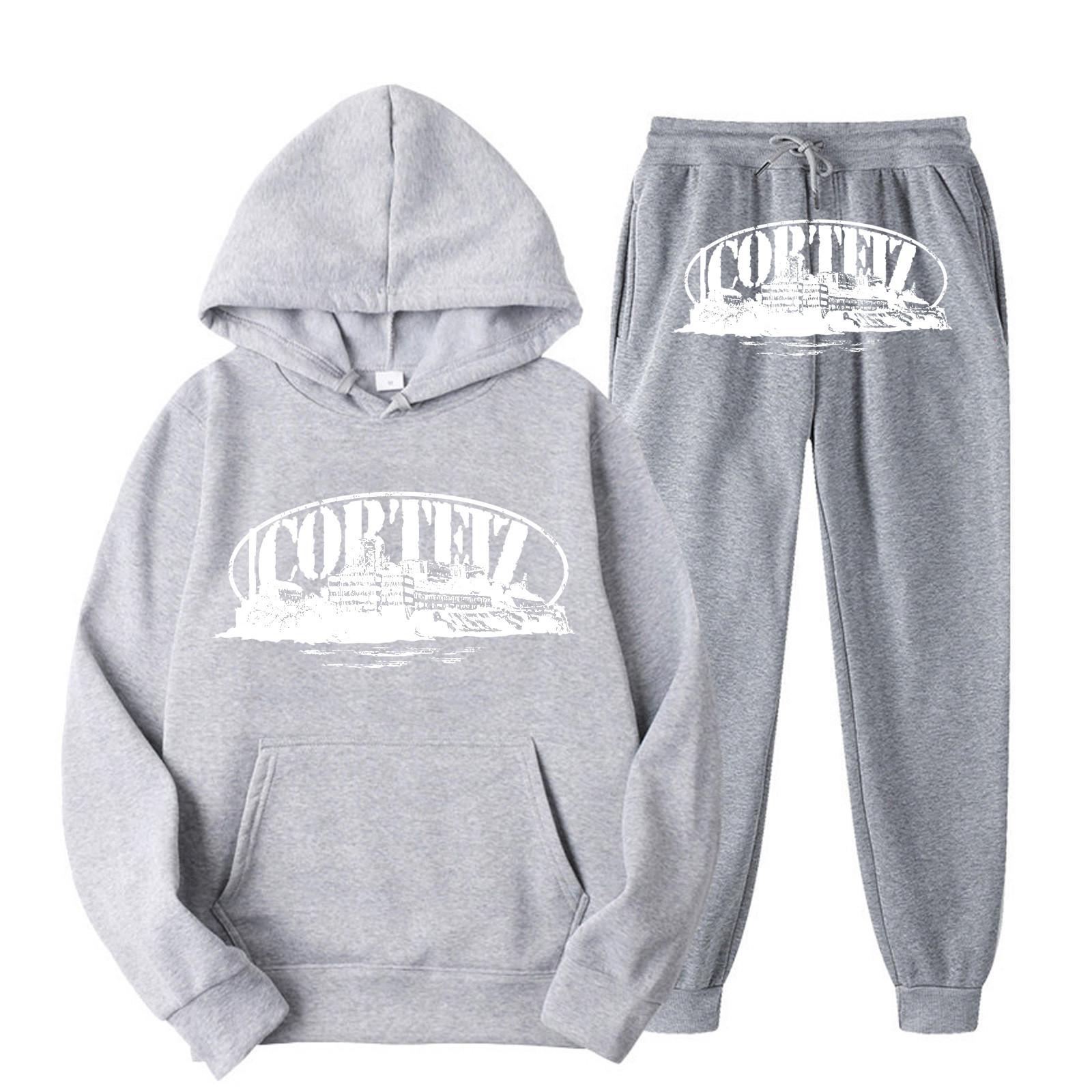 

Мужской и женский спортивный спортивный костюм с капюшоном, комплект из двух предметов для бега, пуловер с длинными рукавами, толстовка + спортивные штаны S