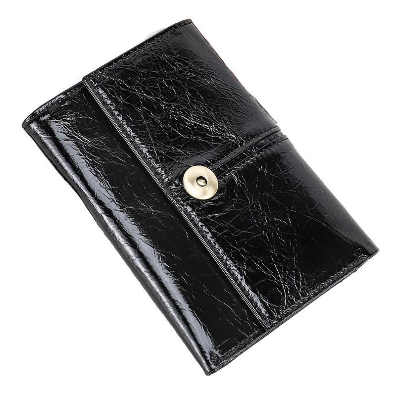 First Layer Cowhide RFID Anti Magnetic Three Fold Women s Leather Wallet Multifunctional Multi Card Slot Genuine 10x2x15 чёрный