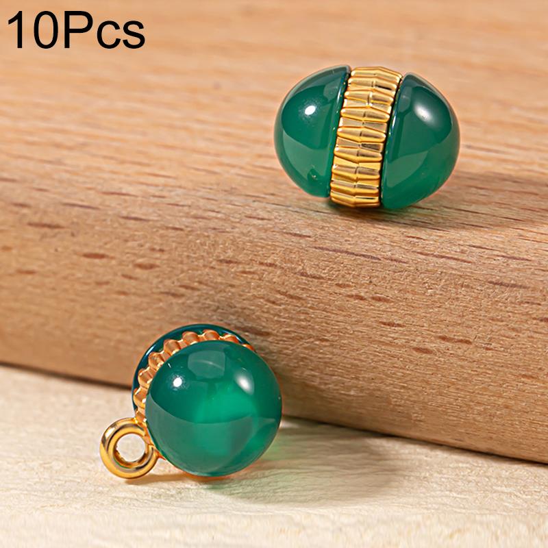10Pcs Alloy National Style Auxiliary Materials Fashion Colorful Buttons Chinese Style Ellipse Resin Bead