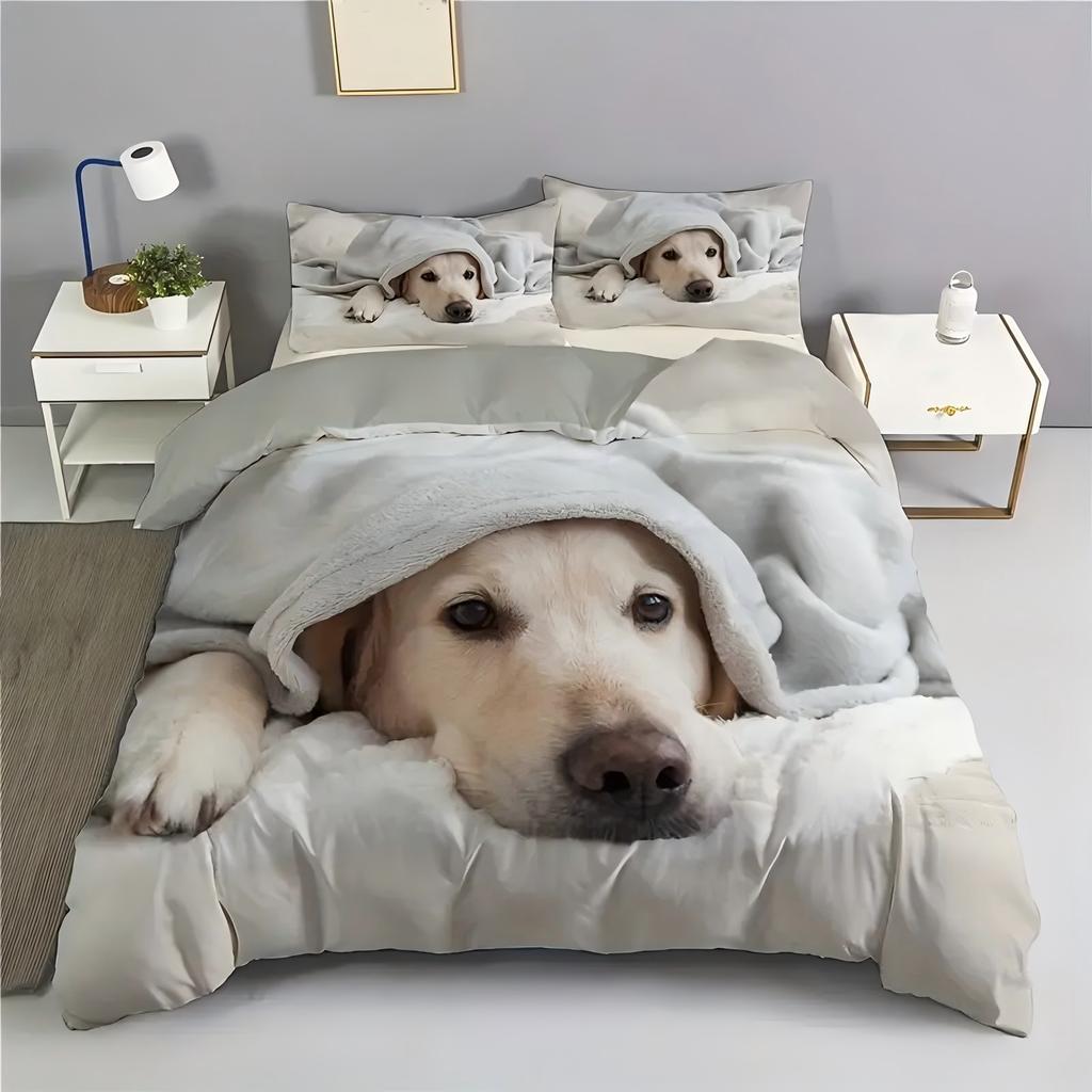 Cute Pet Labrador 3D Print Bedding Set For Kids Teens Adults Cute Animal Duvet Cover Soft Comfortable Home Polyester Quilt Cover