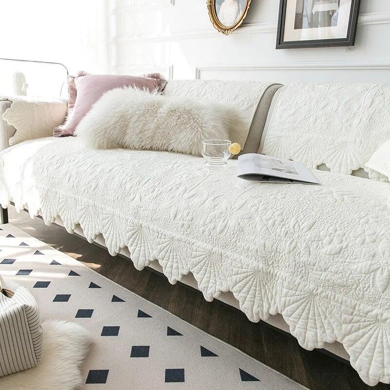 Universal Cotton Fabric Non-slip Cotton Cushion Sofa Cover Cover Retro American-style Solid Color Sofa Cushion All Seasons