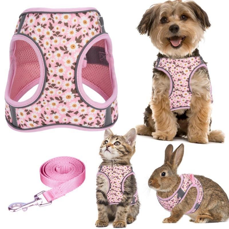 Durable Large Dog Harness for Small Dogs No Pull Adjustable and Breathable Puppies Flower Vest