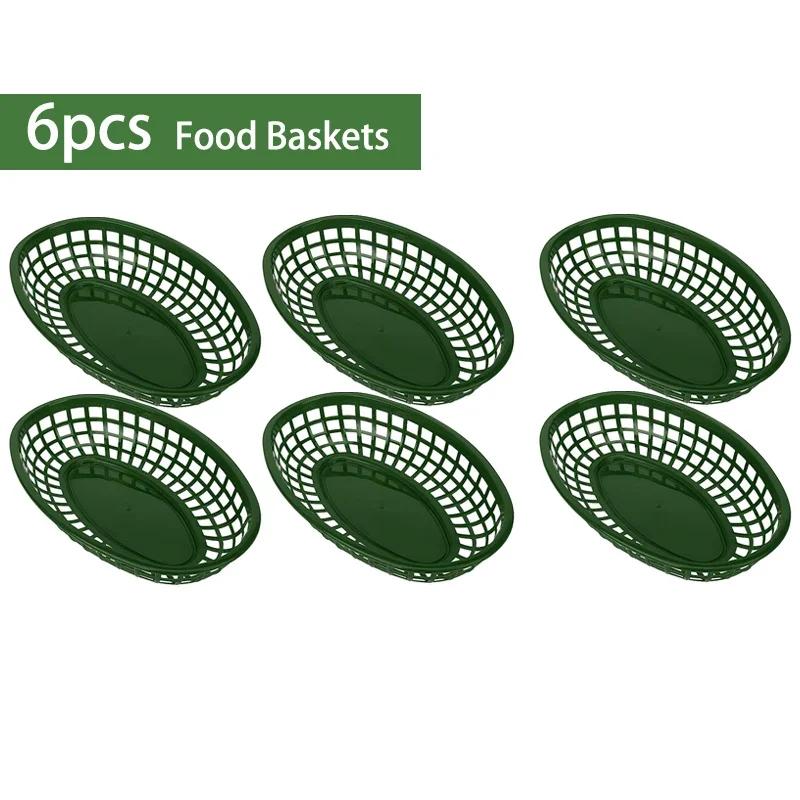 Foodservice Fast-Food-Körbe 100 Blatt Wachs Deli Papier Wiederverwendbare ovale Kunststoff Obstkorb Pommes Halter Korb Restaurant Snack