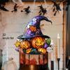 Halloween Witch Hat Hanging Decoration Stained Glass 2D Flat Acrylic Witch Hat Suncatcher Indoor Outdoor Wall Window Hanging Sign Ornament